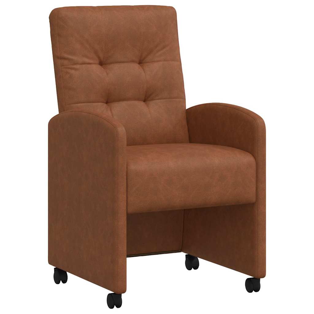 Chaises de Salle à Manger avec Roues 2 pc Simili cuir Marron - XIOS