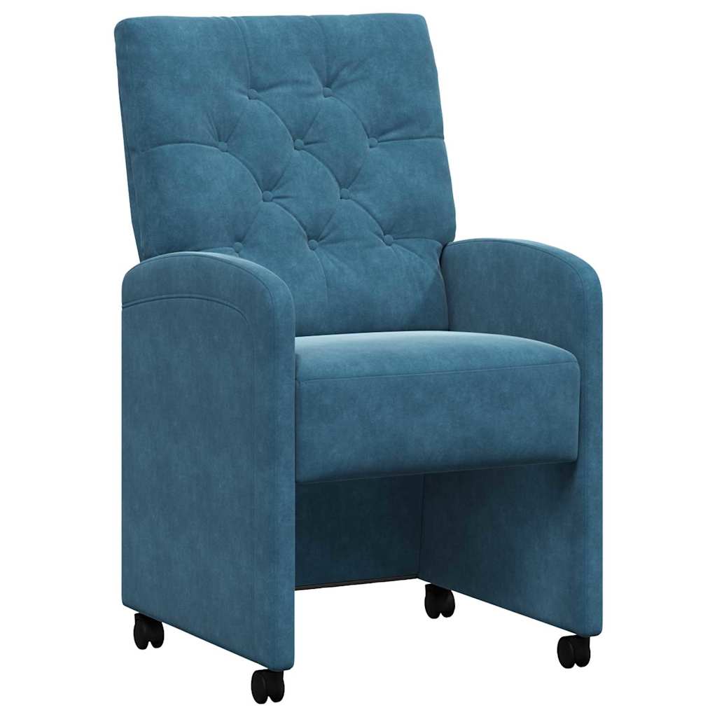Chaises de Salle à Manger avec Roues 2 pc Velours Bleu - XIOS