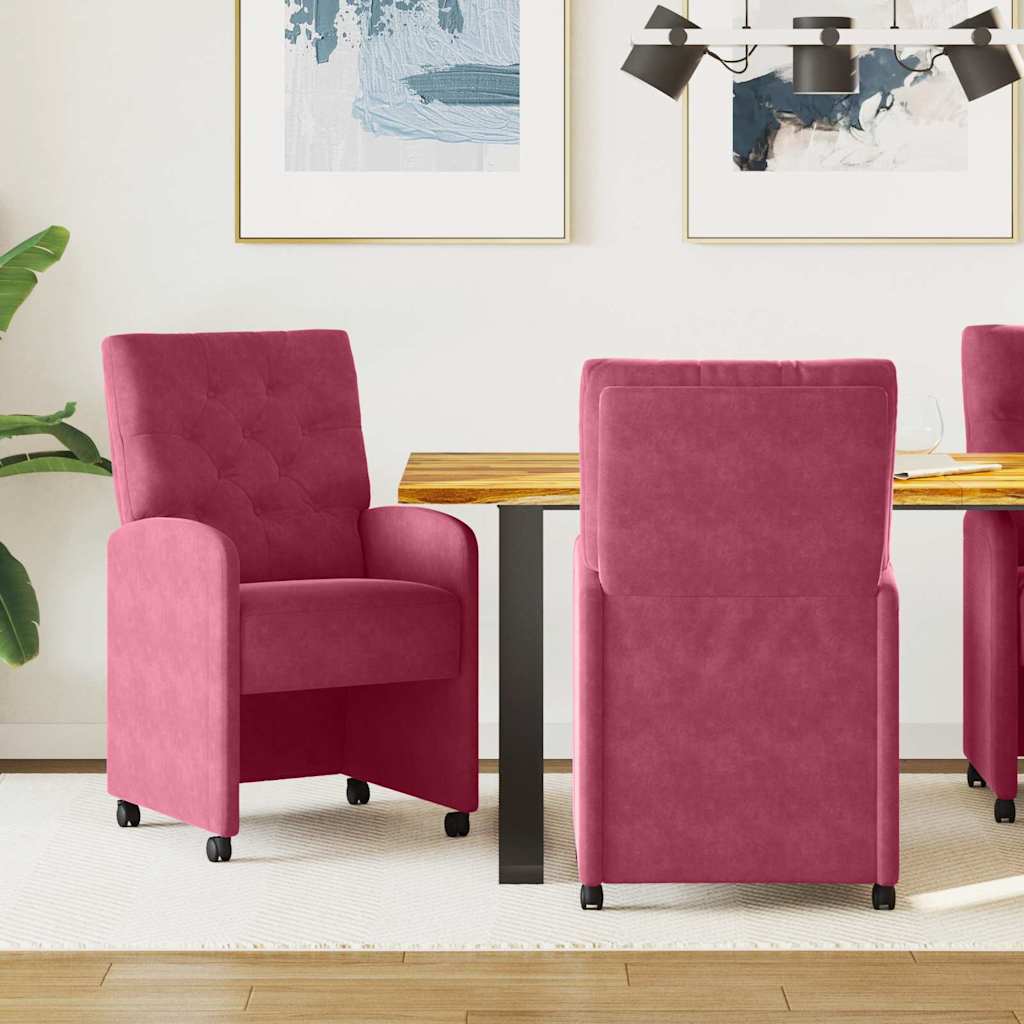 Chaises de Salle à Manger avec Roues 2 pc Velours Bordeaux - XIOS