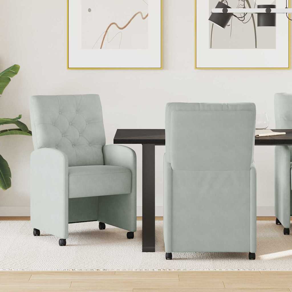 Chaises de Salle à Manger avec Roues 2 pc Velours Gris clair - XIOS