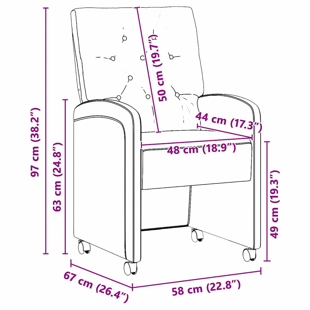 Chaises de Salle à Manger avec Roues 2 pc Velours Gris foncé - XIOS