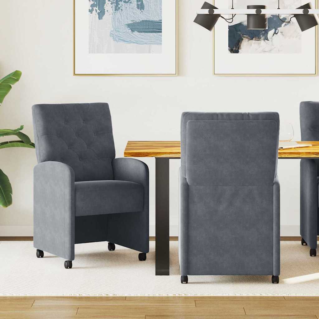 Chaises de Salle à Manger avec Roues 2 pc Velours Gris foncé - XIOS