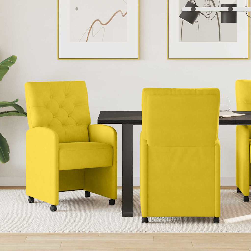 Chaises de Salle à Manger avec Roues 2 pc Velours Jaune - XIOS