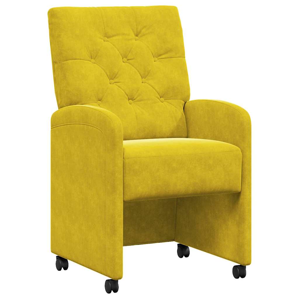 Chaises de Salle à Manger avec Roues 2 pc Velours Jaune - XIOS