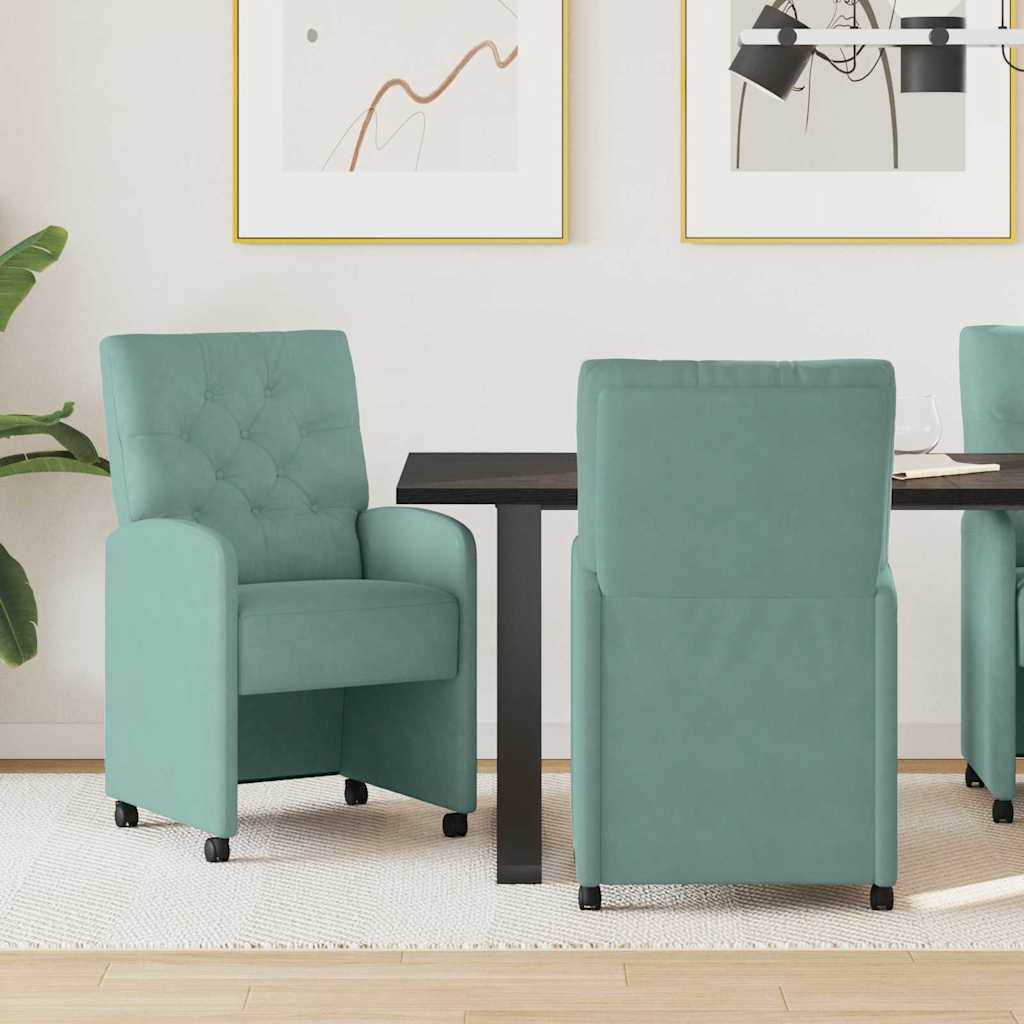 Chaises de Salle à Manger avec Roues 2 pc Velours Vert marin - XIOS