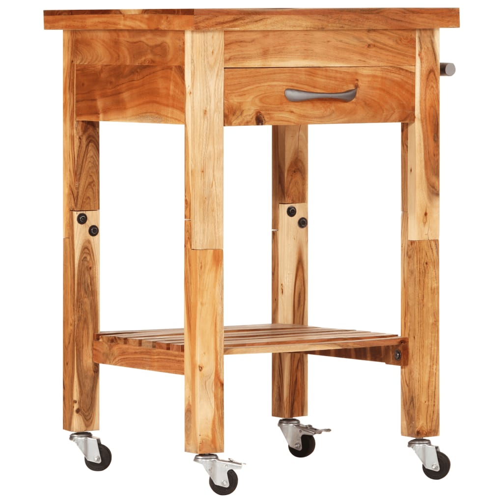 Chariot de cuisine 55x55x89 cm bois massif d'acacia - XIOS