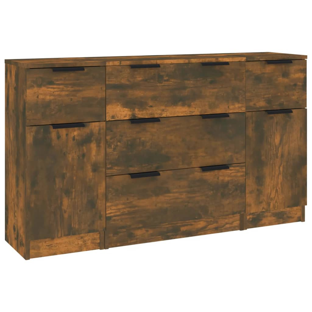 Ensemble de buffets 3 pcs chêne fumé bois d’ingénierie - XIOS
