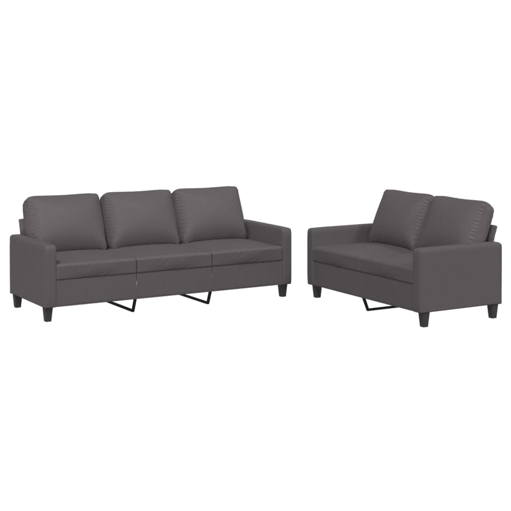 Ensemble de canapés 2 pcs avec coussins Gris Similicuir - XIOS