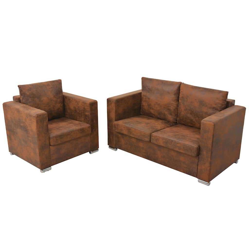 Ensemble de canapés 2 pcs cuir daim synthétique - XIOS