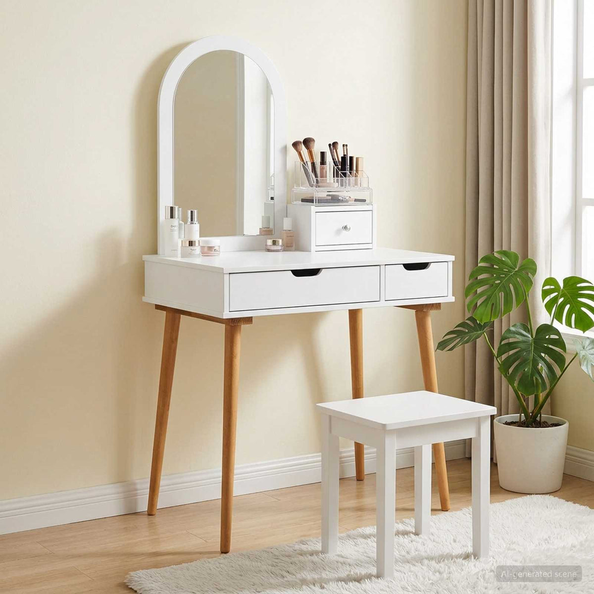 Ensemble de Coiffeuse FAUSKE 3 pc Blanc 76 x 50 x 143 cm - XIOS