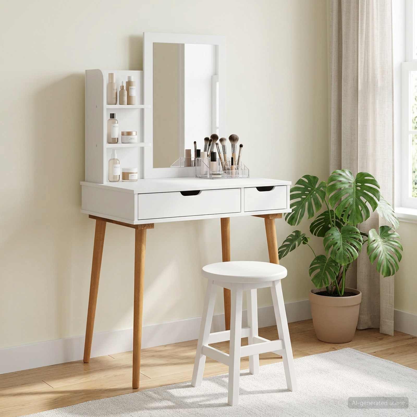 Ensemble de Coiffeuse FAUSKE 3 pc Blanc 76 x 50 x 143 cm - XIOS
