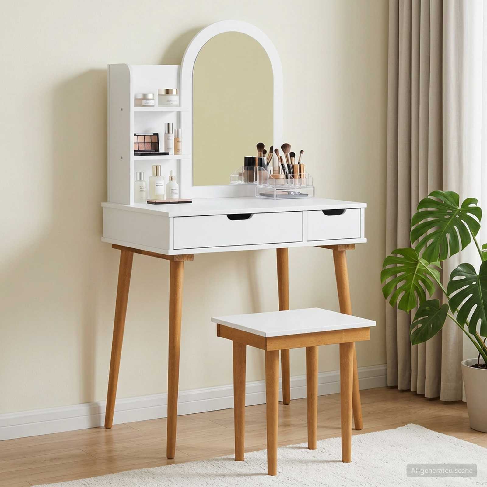 Ensemble de Coiffeuse FAUSKE 4 pc Blanc 76 x 50 x 143 cm - XIOS