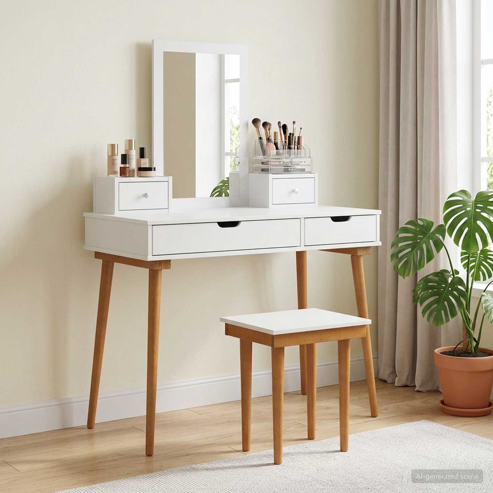 Ensemble de Coiffeuse FAUSKE 5 pc Blanc 100 x 50 x 143 cm - XIOS