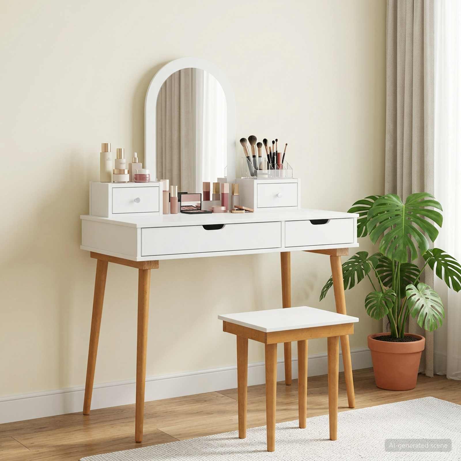 Ensemble de Coiffeuse FAUSKE 5 pc Blanc 100 x 50 x 143 cm - XIOS