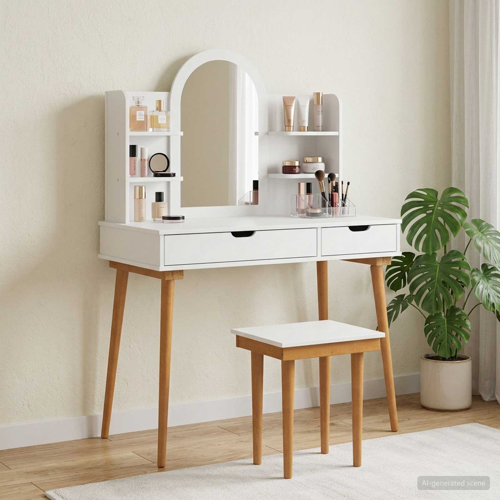 Ensemble de Coiffeuse FAUSKE 5 pc Blanc 100 x 50 x 143 cm - XIOS