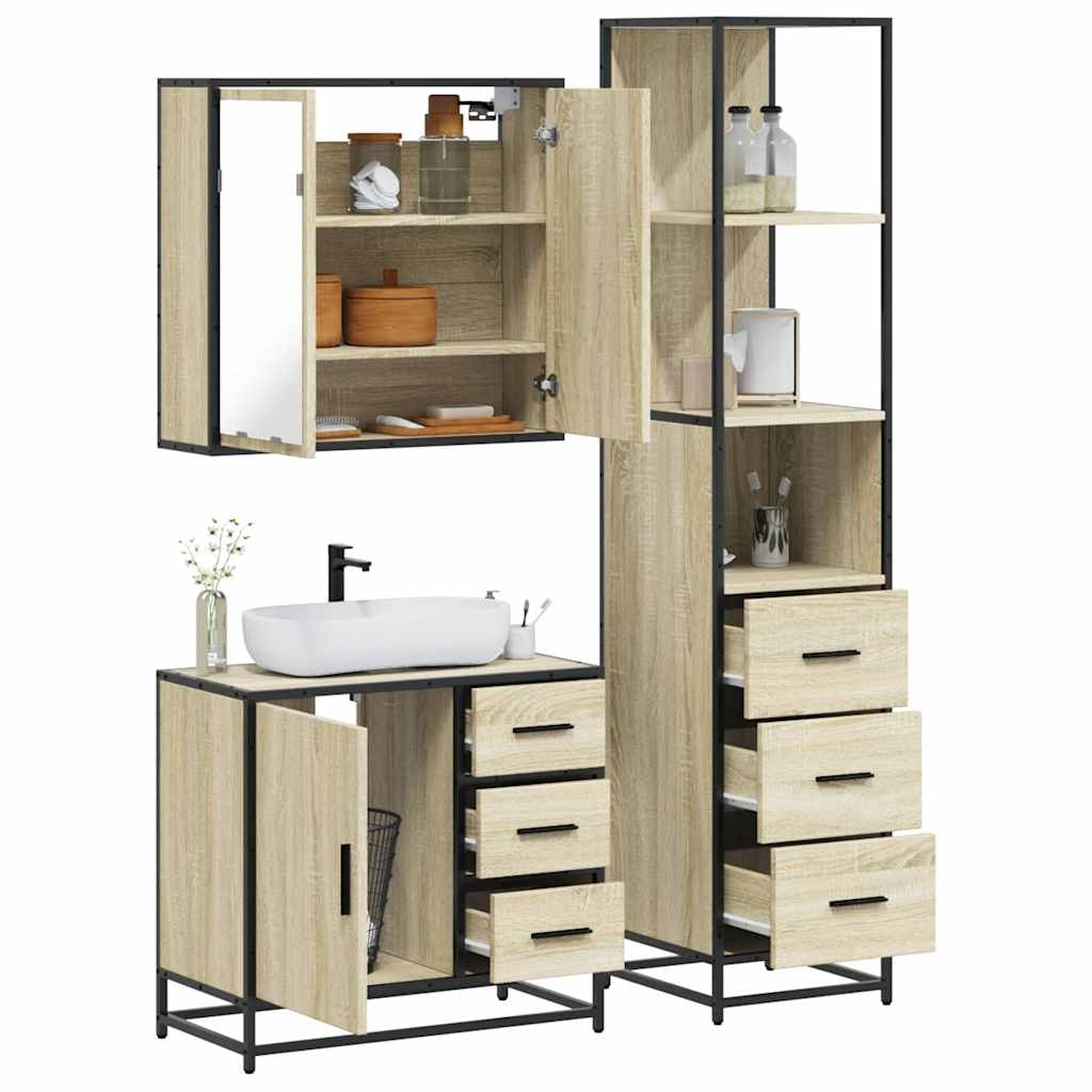 Ensemble de meubles de salle de bain 3 pcs chêne sonoma - XIOS