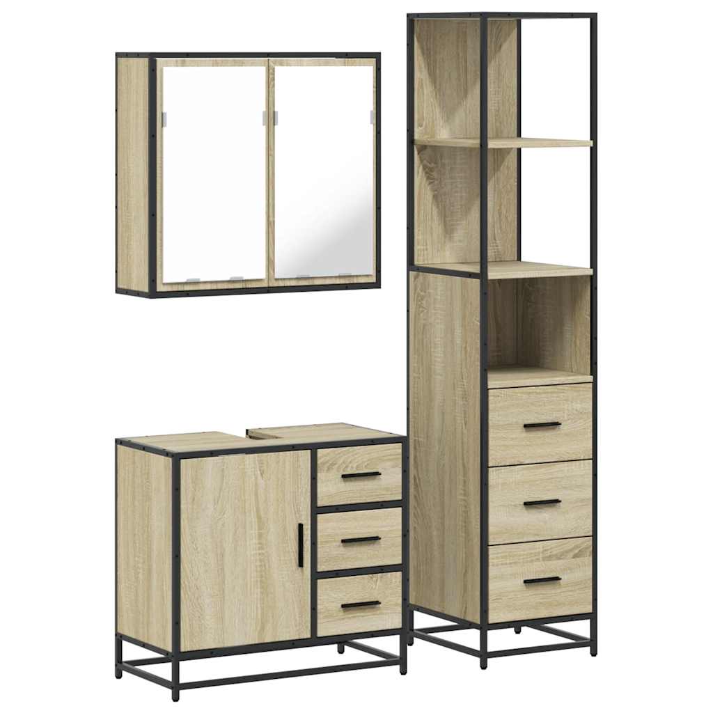 Ensemble de meubles de salle de bain 3 pcs chêne sonoma - XIOS