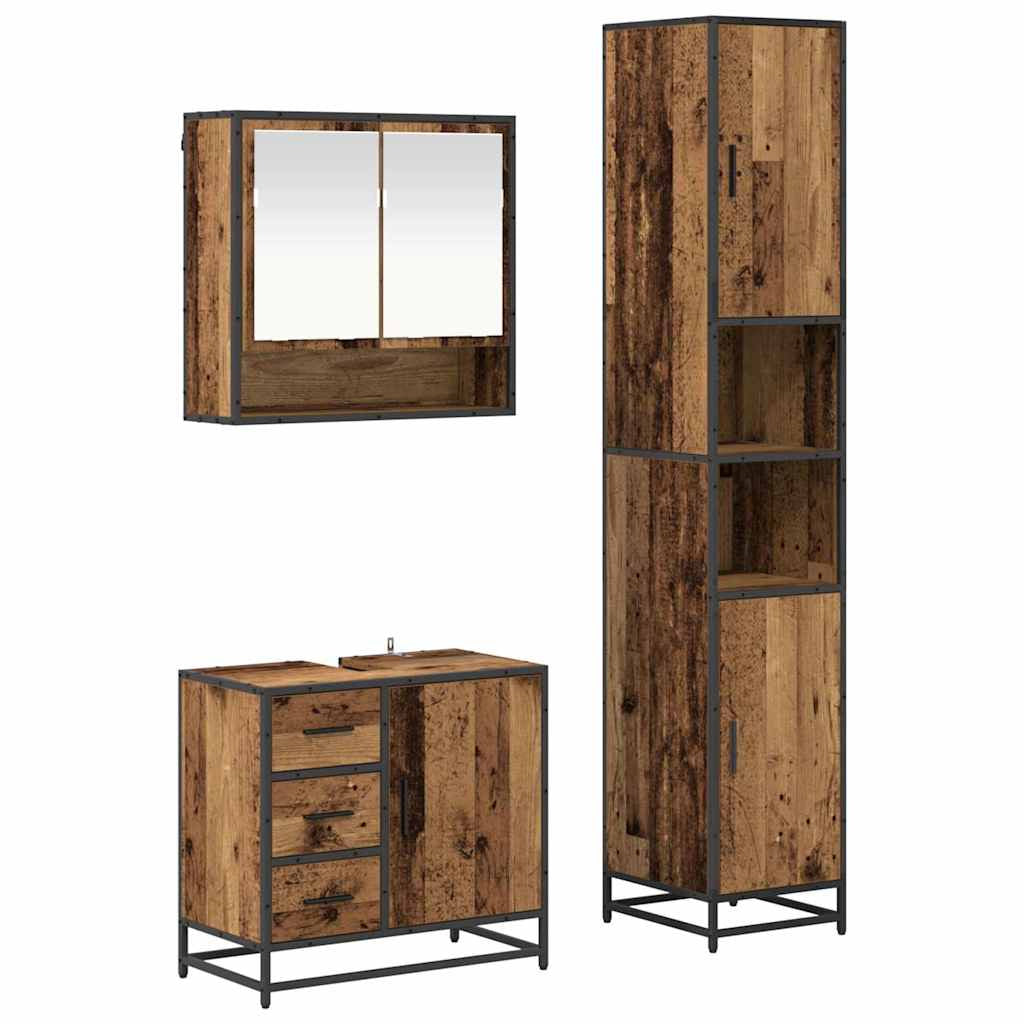 Ensemble de mobilier de salle de bain 3 pc Bois Ancien - XIOS