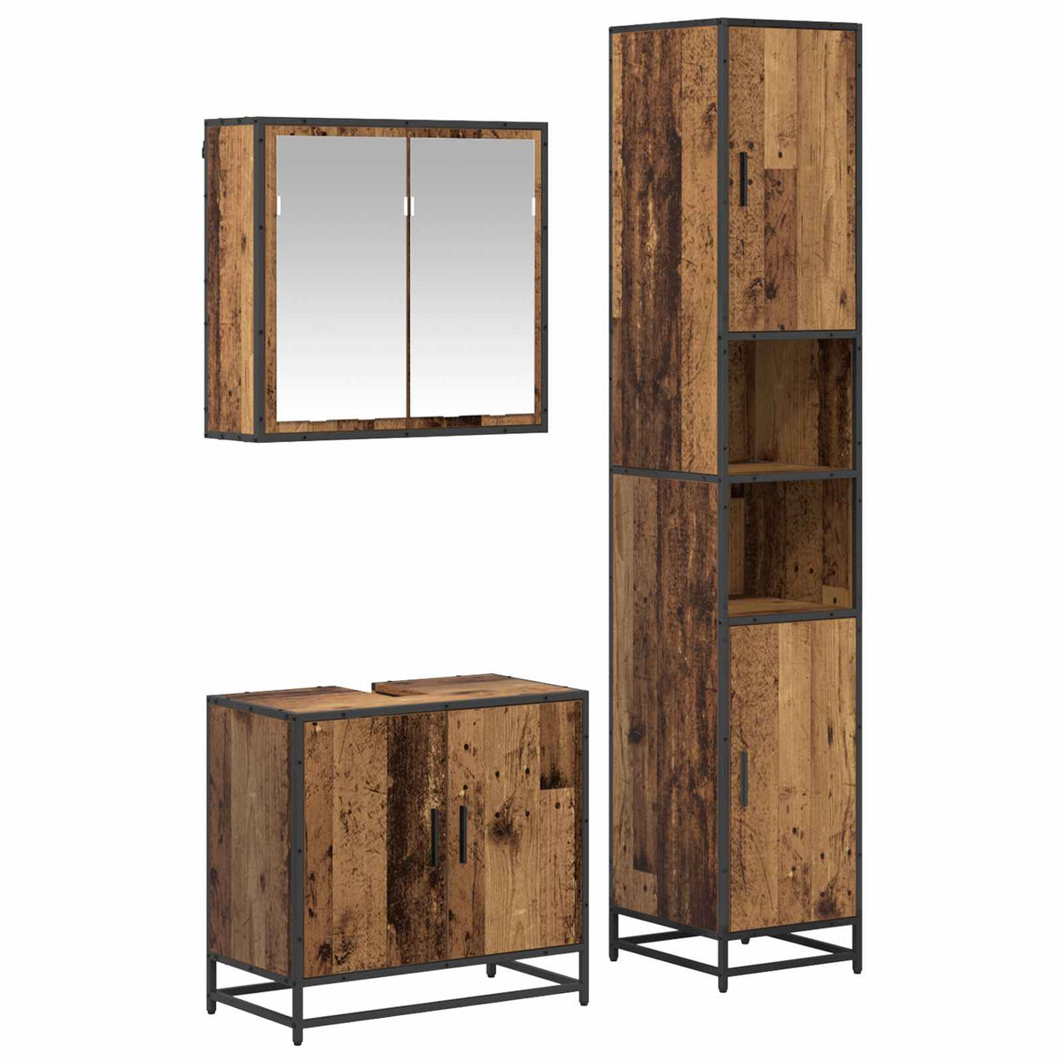 Ensemble de mobilier de salle de bain 3 pc Bois Ancien - XIOS