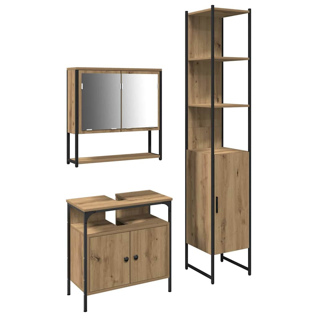 Ensemble de mobilier de salle de bain 3 pc Chêne artisanal - XIOS
