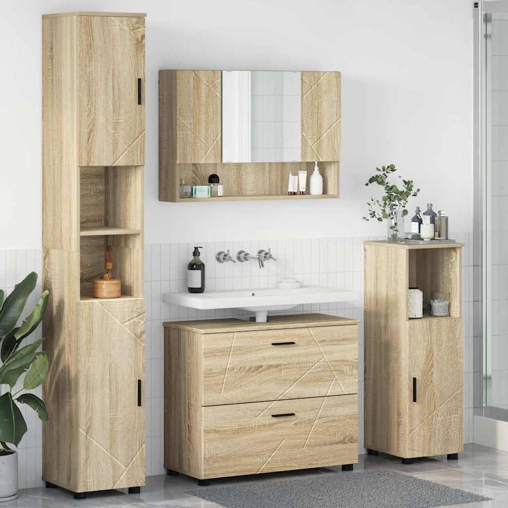 Ensemble de mobilier de salle de bain 4 pc Chêne Sonoma - XIOS