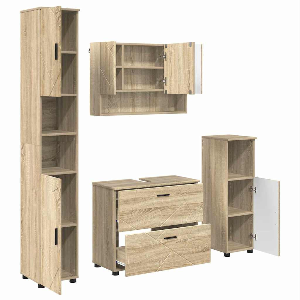 Ensemble de mobilier de salle de bain 4 pc Chêne Sonoma - XIOS