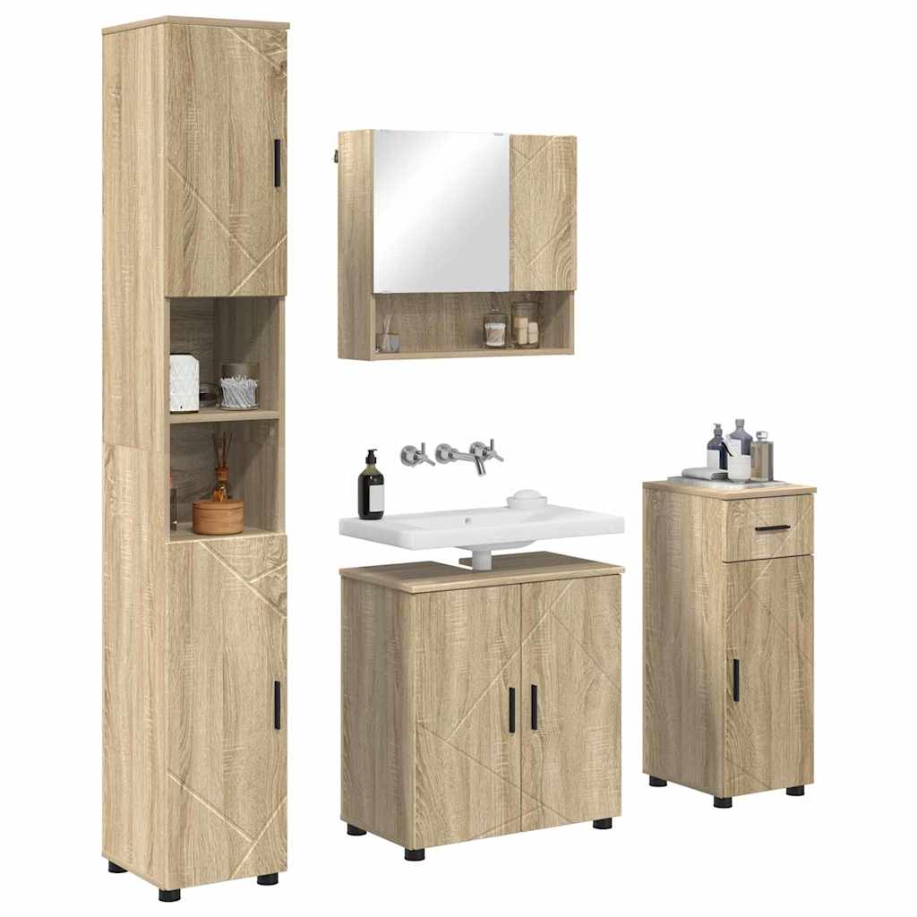 Ensemble de mobilier de salle de bain 4 pc Chêne Sonoma - XIOS