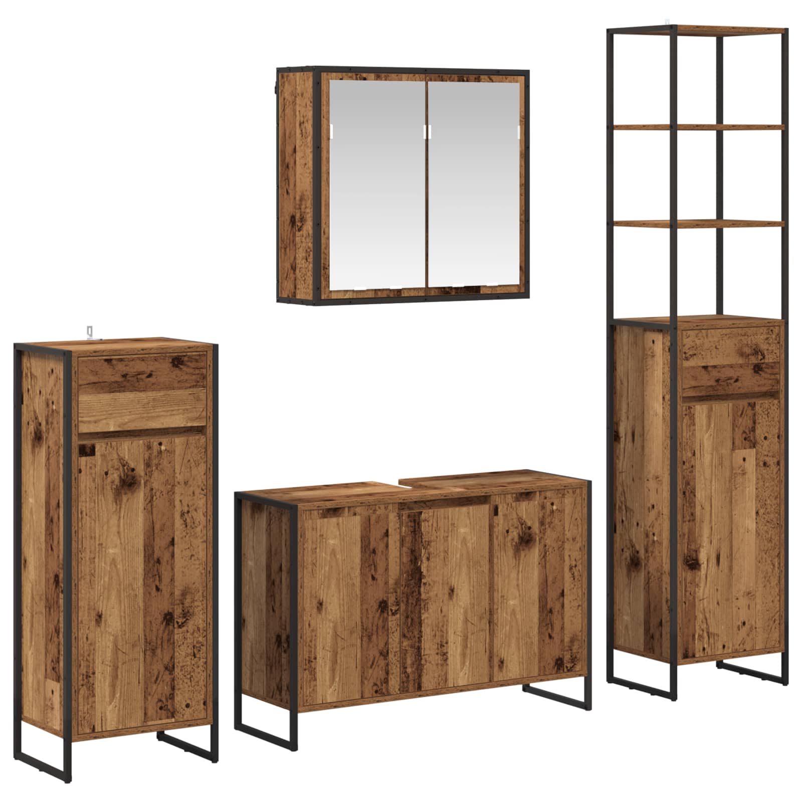 Ensemble de mobilier de salle de bain 4 pièces Bois ancien - XIOS