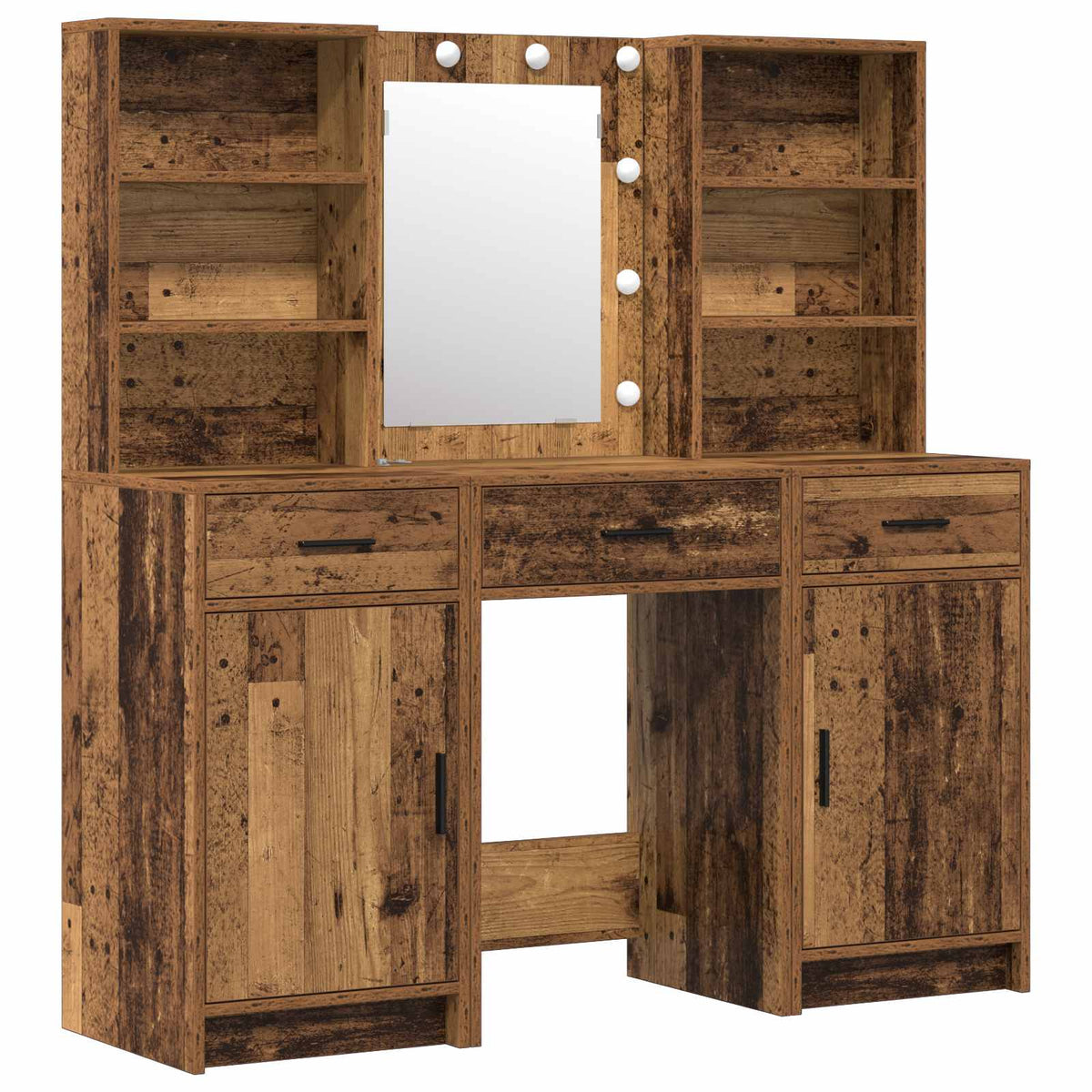 Ensemble de table de maquillage avec LED 3 pc Bois ancien - XIOS