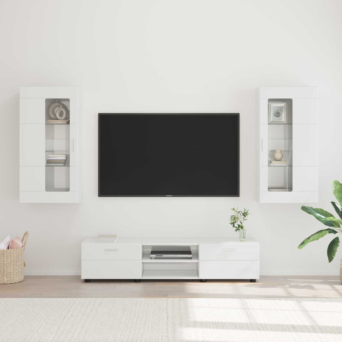 Ensemble meuble TV FLORIN 3 pc Blanc brillant Bois d'ingénierie - XIOS