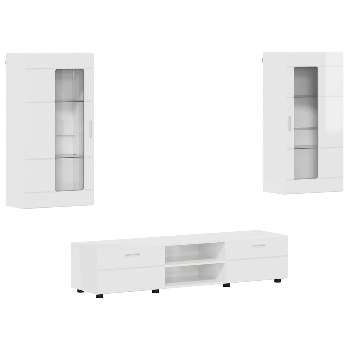 Ensemble meuble TV FLORIN 3 pc Blanc brillant Bois d'ingénierie - XIOS