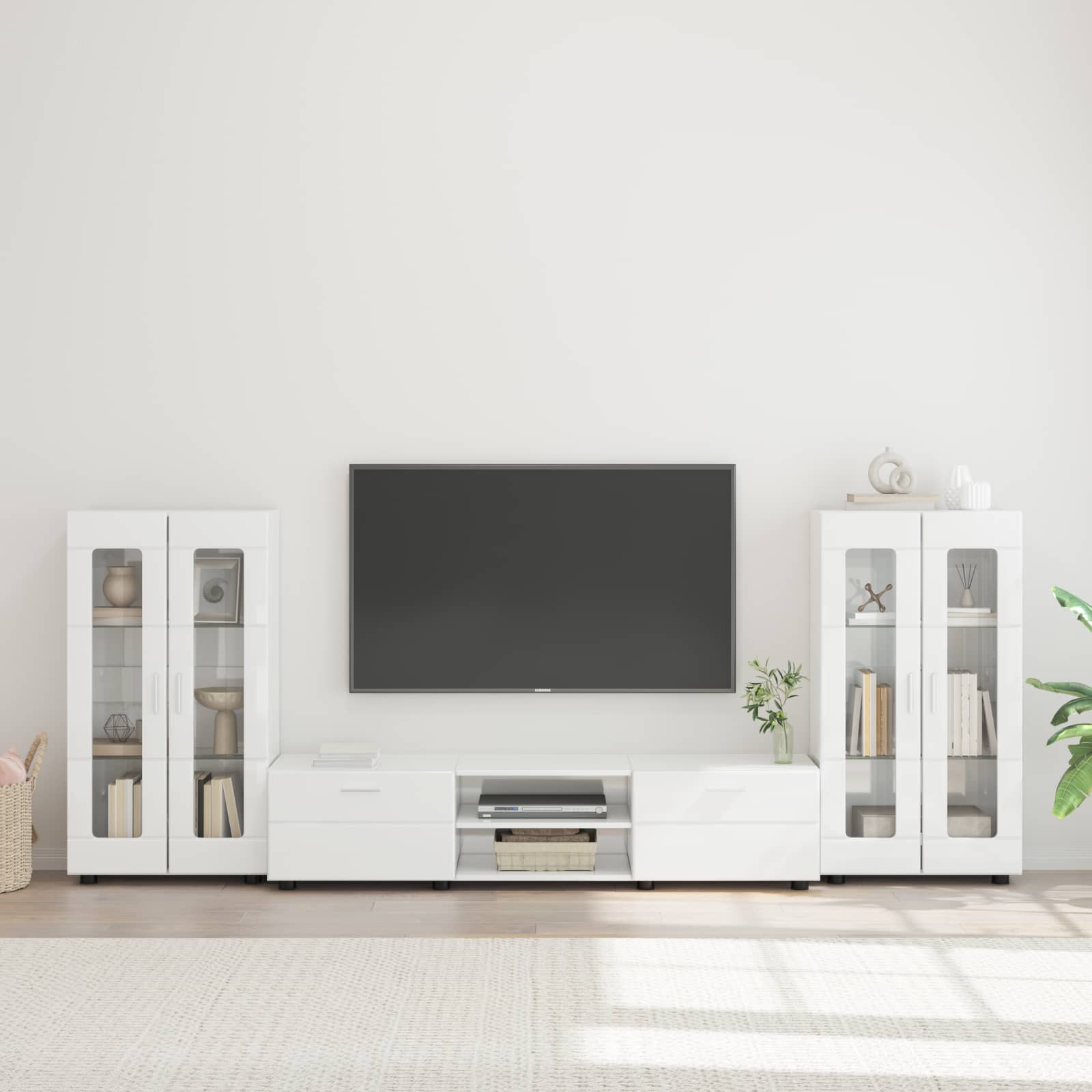 Ensemble meuble TV FLORIN 3 pc Blanc brillant Bois d'ingénierie - XIOS
