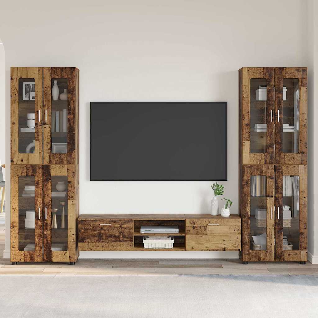 Ensemble meuble TV FLORIN 3 pc Bois ancien Bois d'ingénierie - XIOS