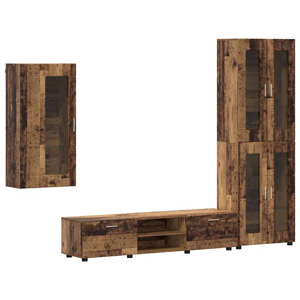 Ensemble meuble TV FLORIN 3 pc Bois ancien Bois d'ingénierie - XIOS