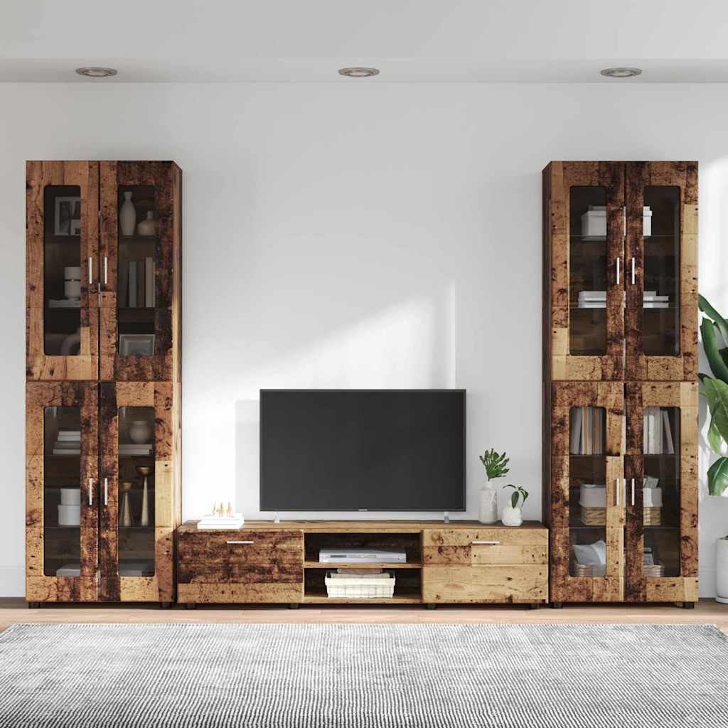Ensemble meuble TV FLORIN 3 pc Bois ancien Bois d'ingénierie - XIOS