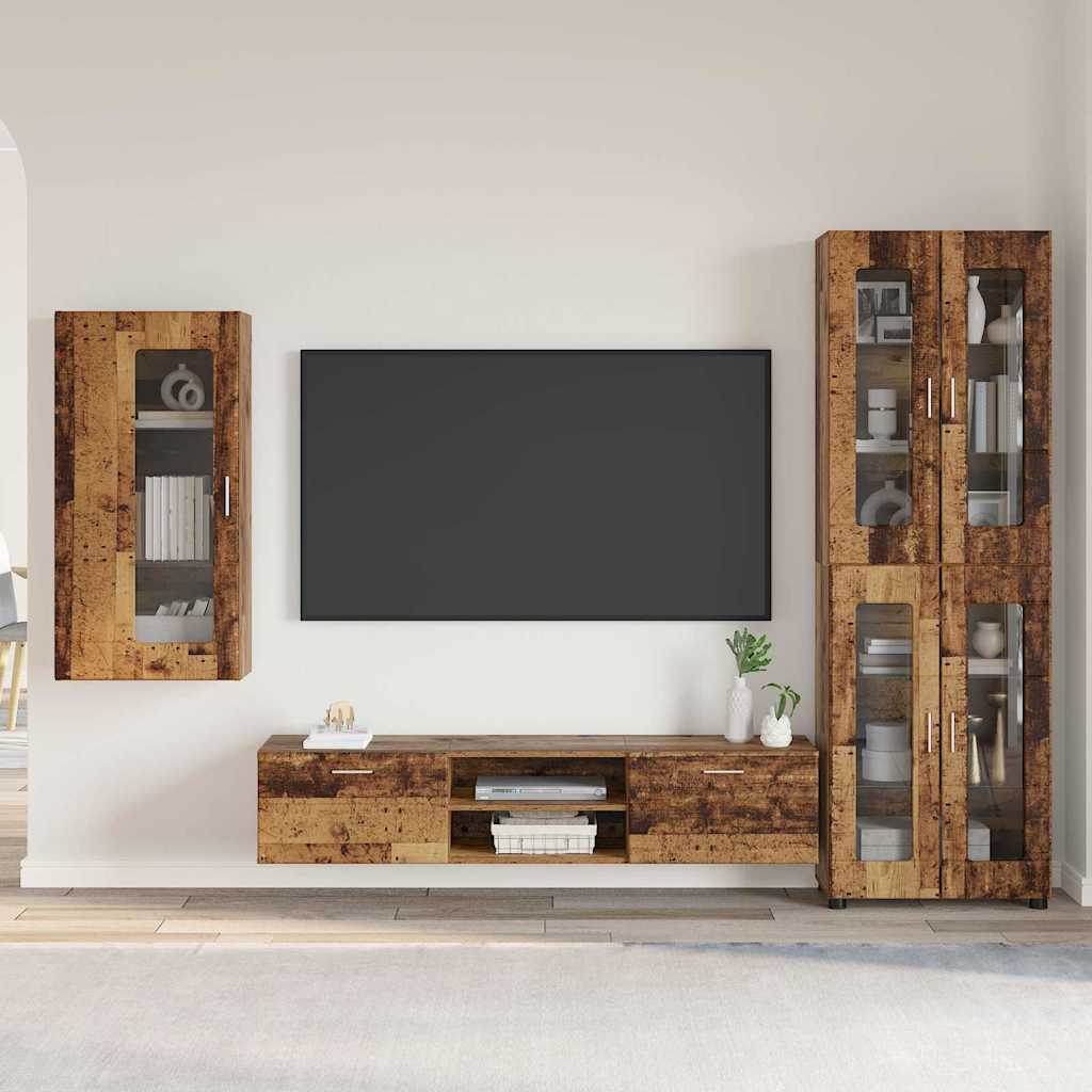 Ensemble meuble TV FLORIN 3 pc Bois ancien Bois d'ingénierie - XIOS