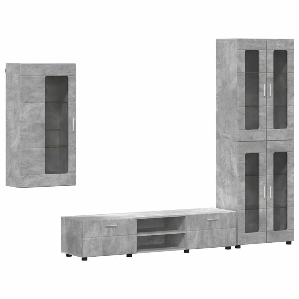 Ensemble meuble TV FLORIN 3 pc Gris béton Bois d'ingénierie - XIOS