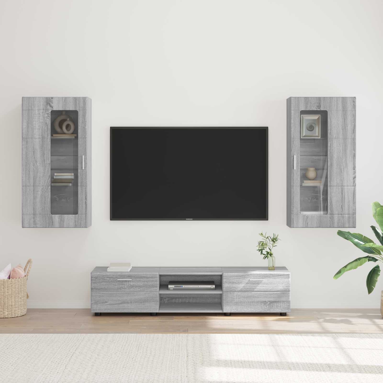 Ensemble meuble TV FLORIN 3 pc Gris Sonoma Bois d'ingénierie - XIOS