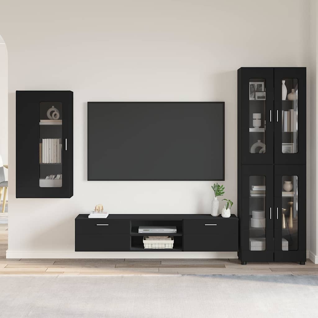 Ensemble meuble TV FLORIN 3 pc Noir Bois d'ingénierie - XIOS