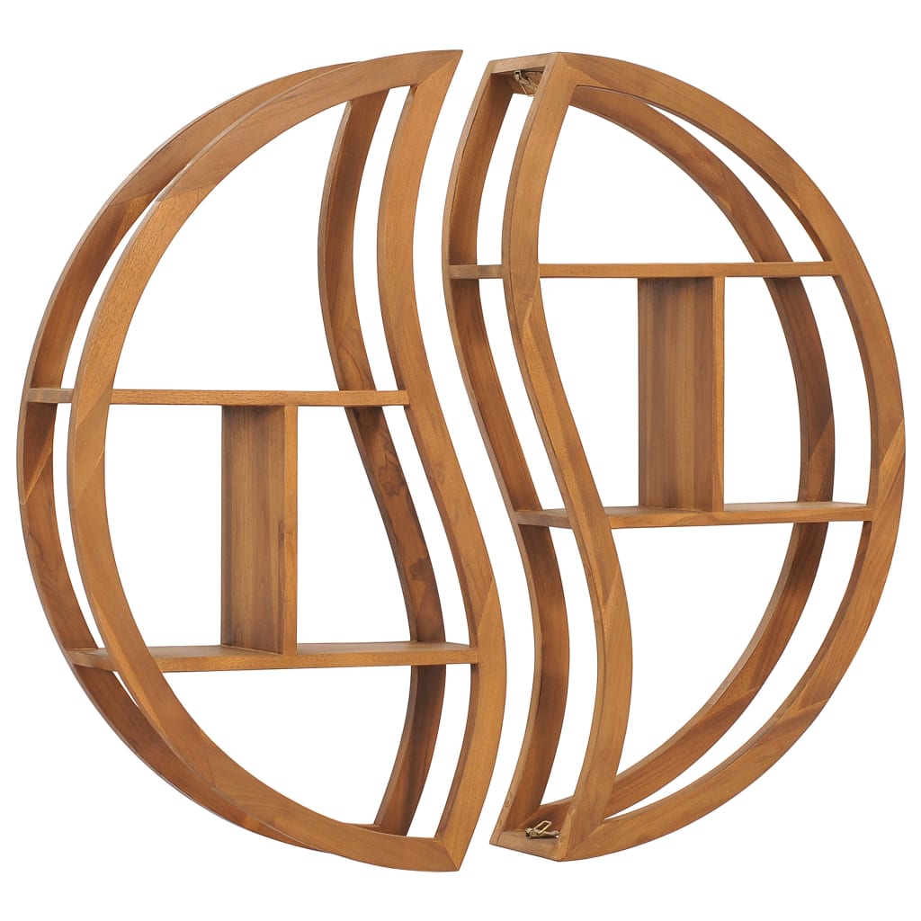 Étagère murale Yin Yang 100x20x100 cm Bois de teck massif - XIOS