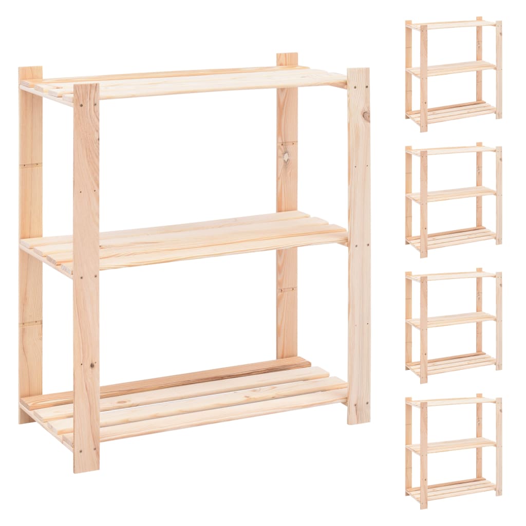 Étagères de rangement à 3 niveaux 5 pcs 80x38x90 cm Pin 150 kg - XIOS