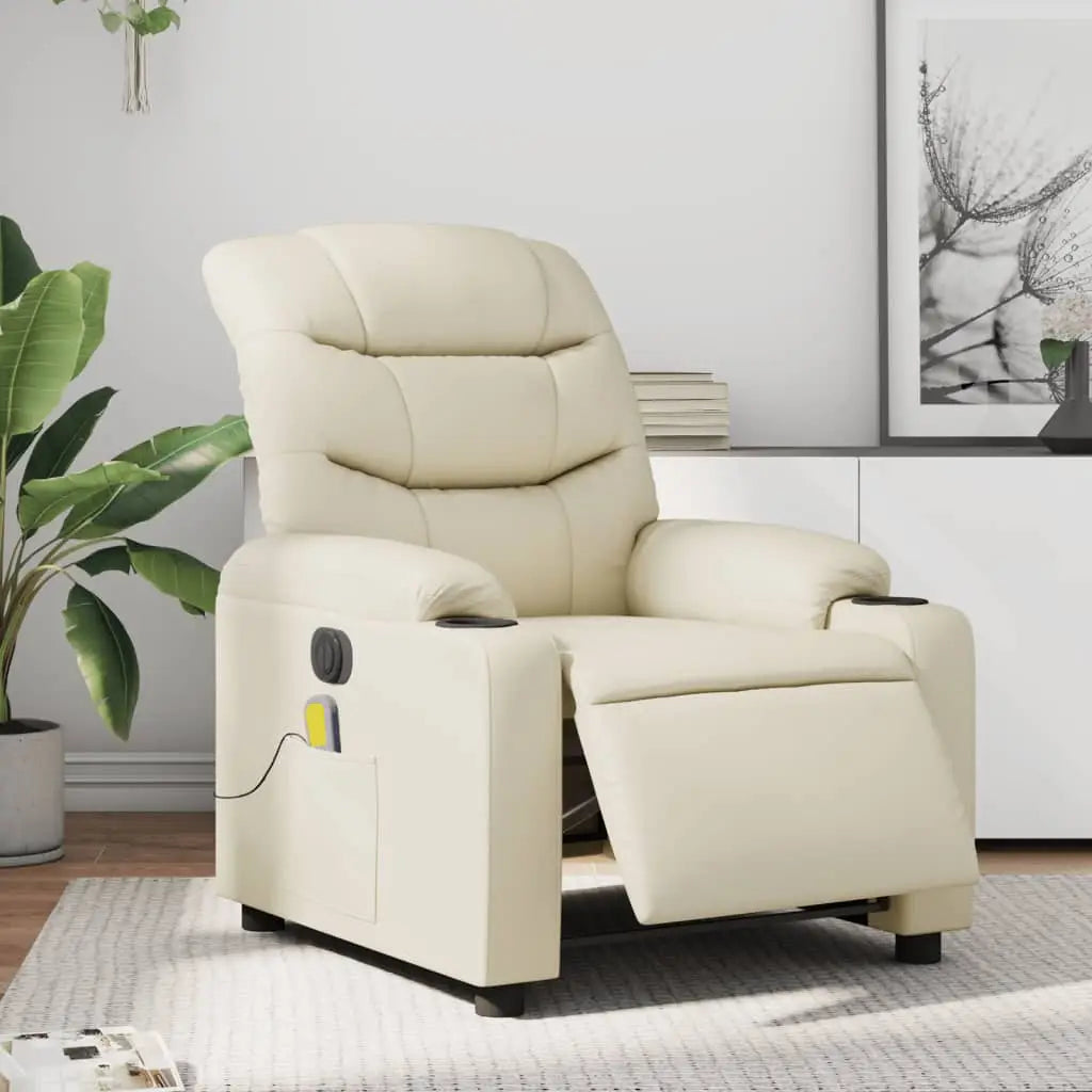 Fauteuil de massage inclinable électrique crème similicuir - XIOS