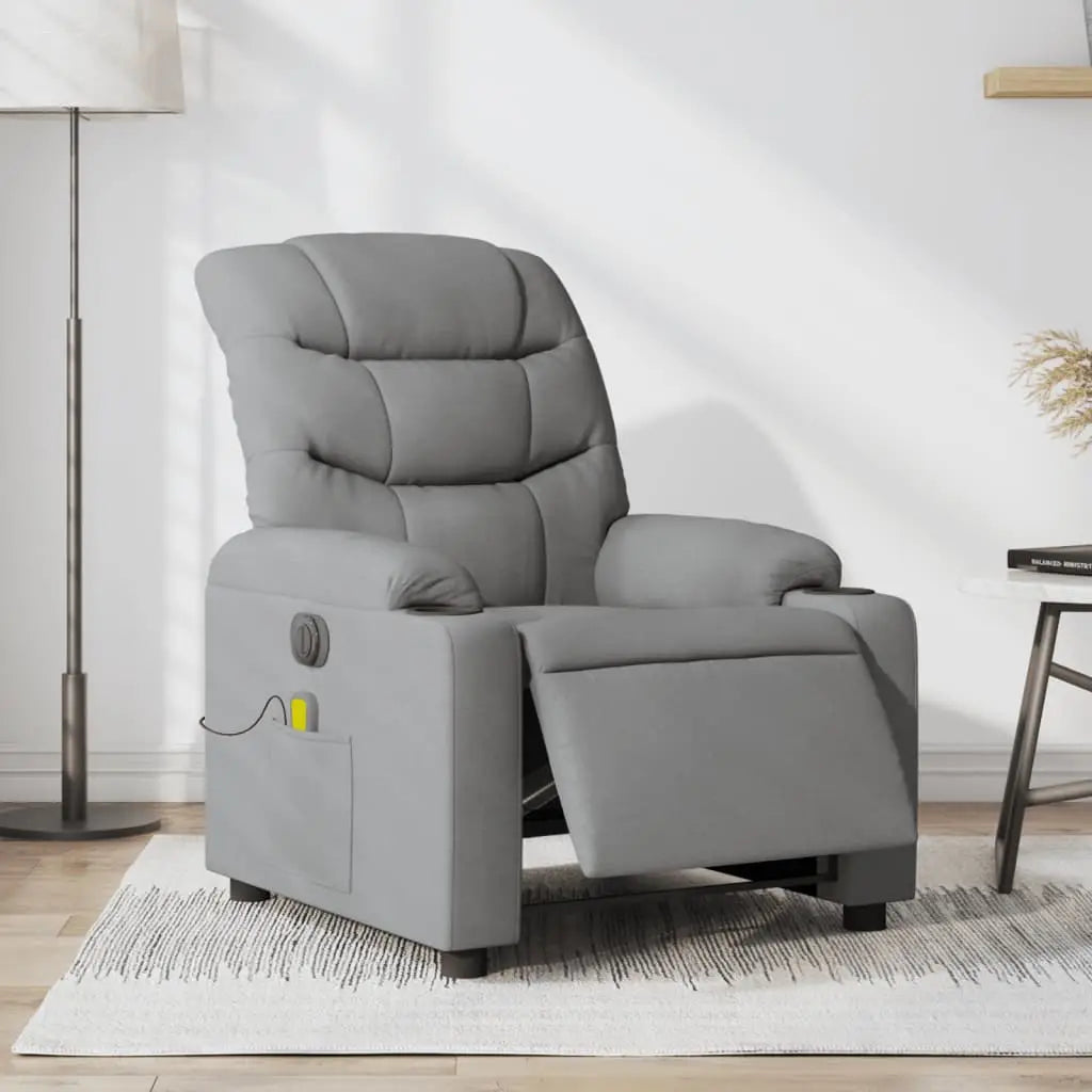 Fauteuil de massage inclinable électrique gris clair tissu - XIOS
