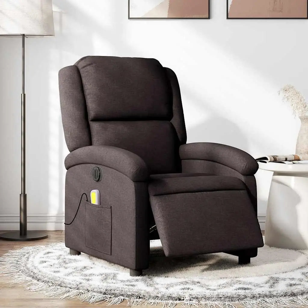Fauteuil de massage inclinable électrique Marron foncé Tissu - XIOS
