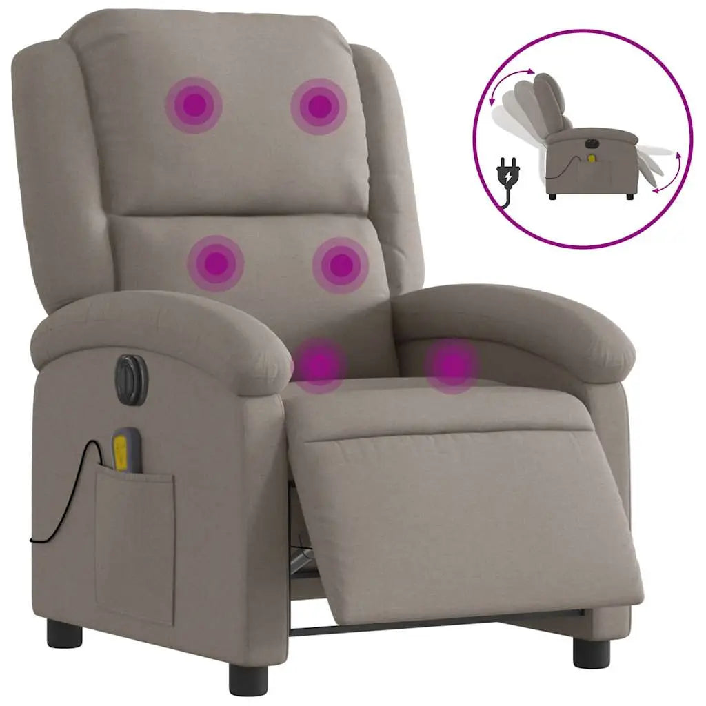 Fauteuil de massage inclinable électrique Taupe Tissu - XIOS