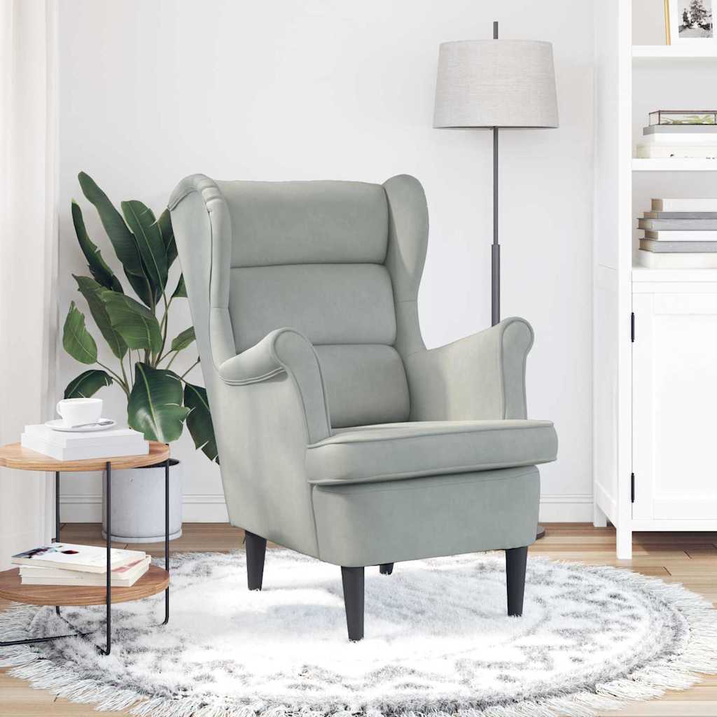 fauteuil Gris clair Velours - XIOS
