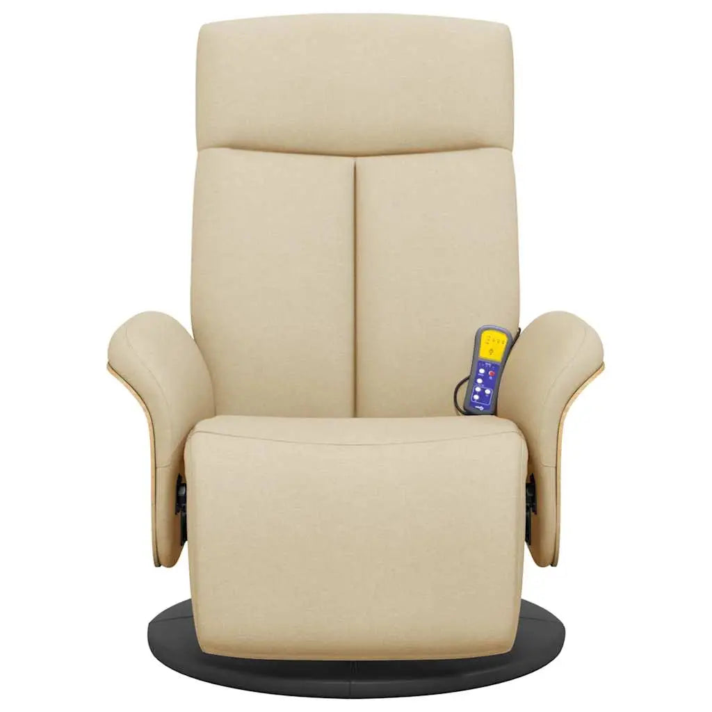 Fauteuil inclinable de massage avec repose-pieds crème tissu - XIOS