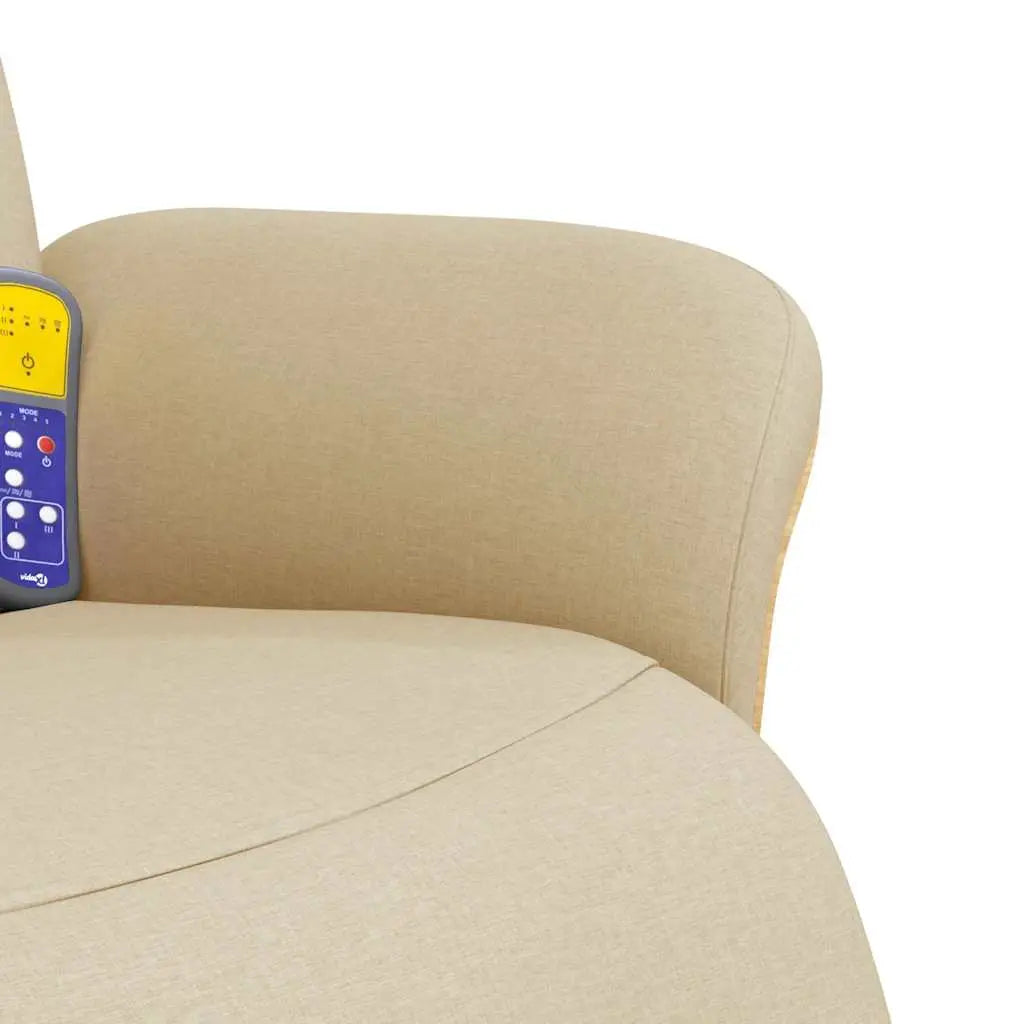 Fauteuil inclinable de massage avec repose-pieds crème tissu - XIOS