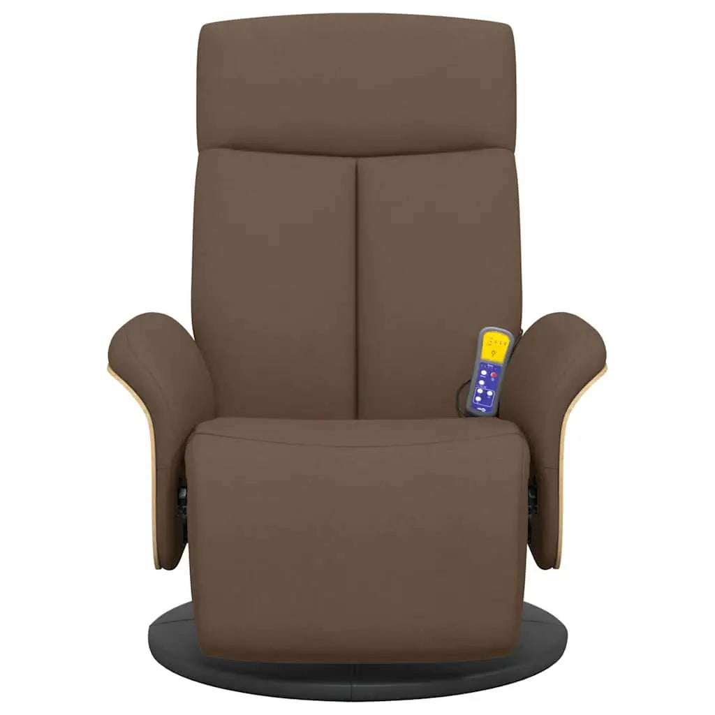 Fauteuil inclinable de massage avec repose-pieds marron tissu - XIOS