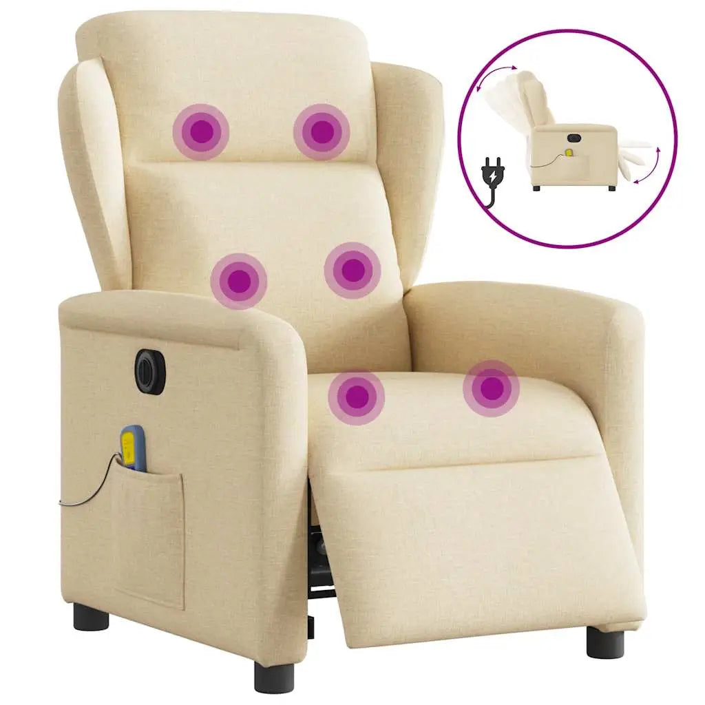 Fauteuil inclinable de massage électrique crème tissu - XIOS